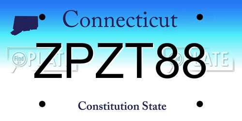 ZPZT88 Connecticut License Plate
