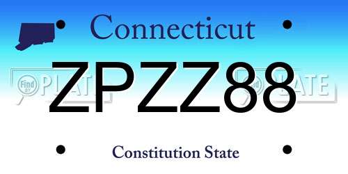 ZPZZ88 Connecticut License Plate