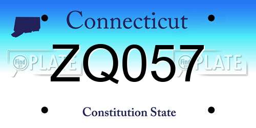 ZQ057 Connecticut License Plate