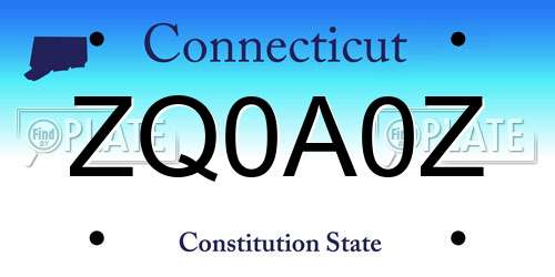 ZQ0A0Z Connecticut License Plate