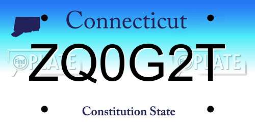 ZQ0G2T Connecticut License Plate