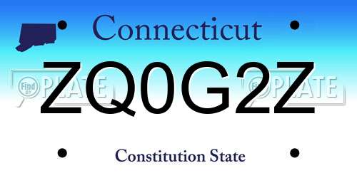 ZQ0G2Z Connecticut License Plate
