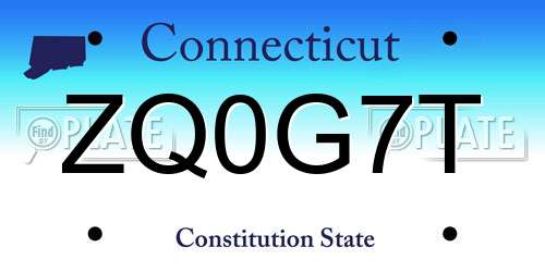 ZQ0G7T Connecticut License Plate