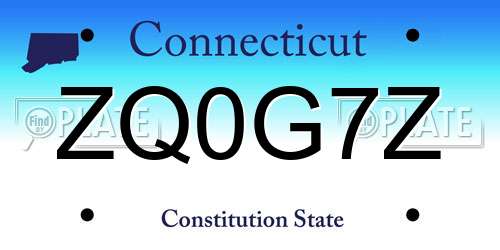 ZQ0G7Z Connecticut License Plate