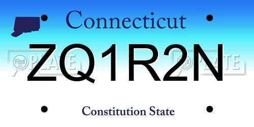 ZQ1R2N Connecticut License Plate