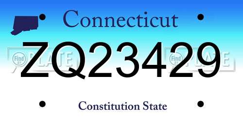 ZQ23429 Connecticut License Plate