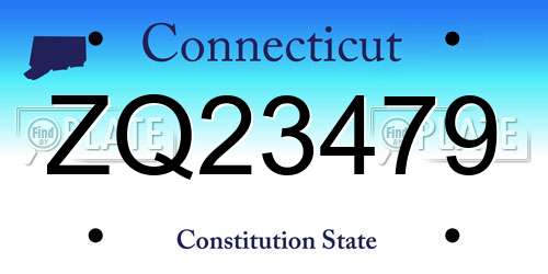 ZQ23479 Connecticut License Plate