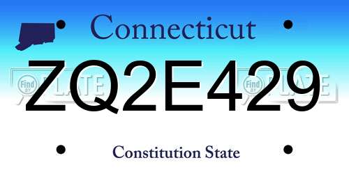 ZQ2E429 Connecticut License Plate