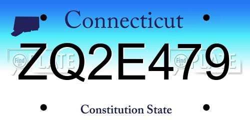 ZQ2E479 Connecticut License Plate