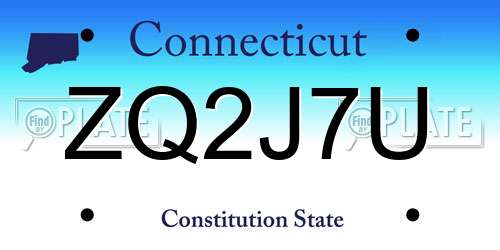 ZQ2J7U Connecticut License Plate