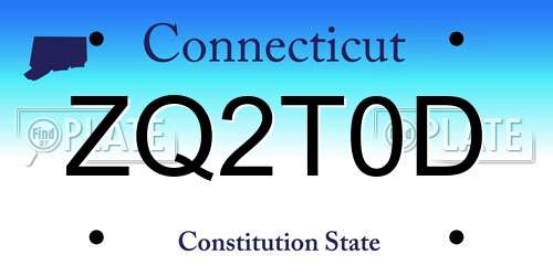 ZQ2T0D Connecticut License Plate