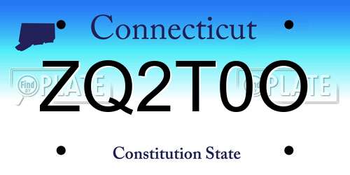 ZQ2T0O Connecticut License Plate