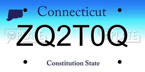 ZQ2T0Q Connecticut License Plate