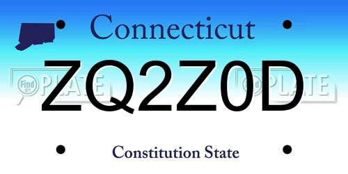 ZQ2Z0D Connecticut License Plate