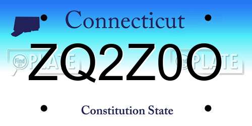 ZQ2Z0O Connecticut License Plate
