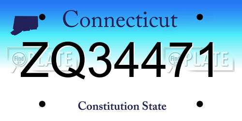 ZQ34471 Connecticut License Plate