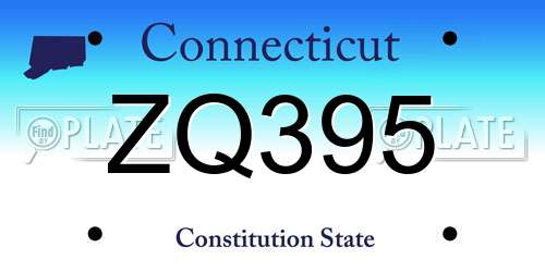 ZQ395 Connecticut License Plate