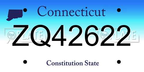 ZQ42622 Connecticut License Plate