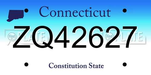 ZQ42627 Connecticut License Plate