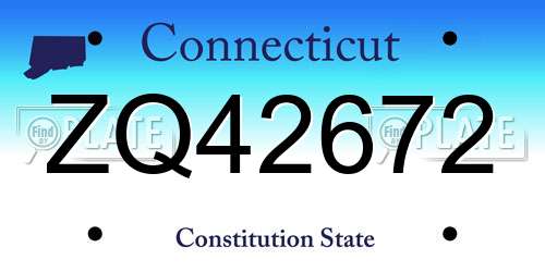 ZQ42672 Connecticut License Plate
