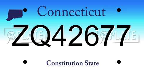 ZQ42677 Connecticut License Plate
