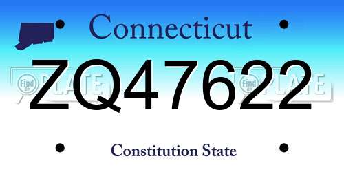 ZQ47622 Connecticut License Plate