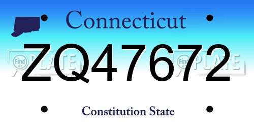 ZQ47672 Connecticut License Plate