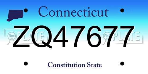 ZQ47677 Connecticut License Plate