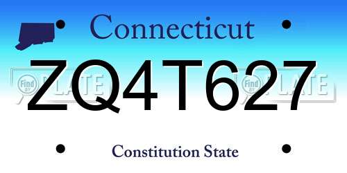 ZQ4T627 Connecticut License Plate