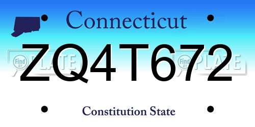 ZQ4T672 Connecticut License Plate
