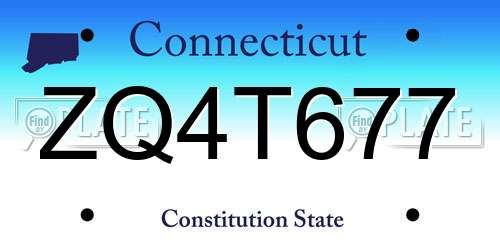 ZQ4T677 Connecticut License Plate
