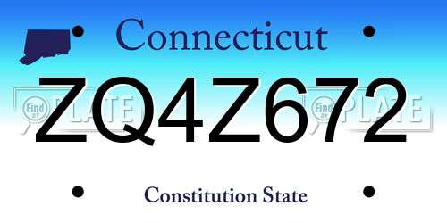 ZQ4Z672 Connecticut License Plate