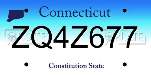 ZQ4Z677 Connecticut License Plate