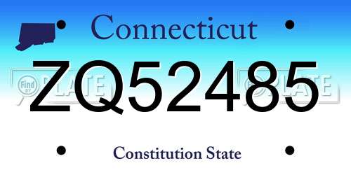 ZQ52485 Connecticut License Plate