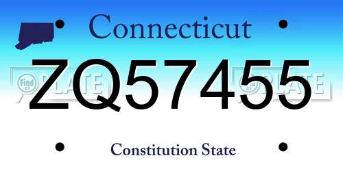 ZQ57455 Connecticut License Plate