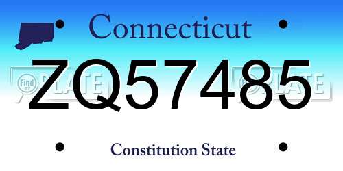 ZQ57485 Connecticut License Plate