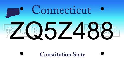 ZQ5Z488 Connecticut License Plate