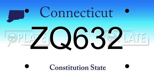 ZQ632 Connecticut License Plate