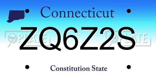 ZQ6Z2S Connecticut License Plate