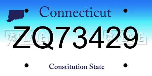 ZQ73429 Connecticut License Plate