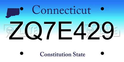 ZQ7E429 Connecticut License Plate