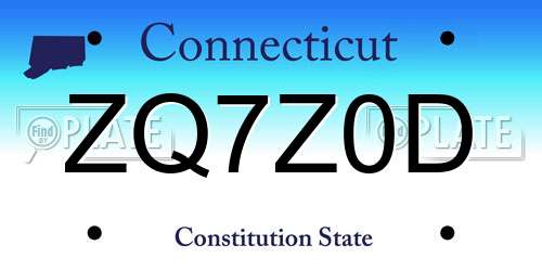ZQ7Z0D Connecticut License Plate