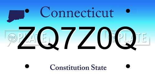 ZQ7Z0Q Connecticut License Plate