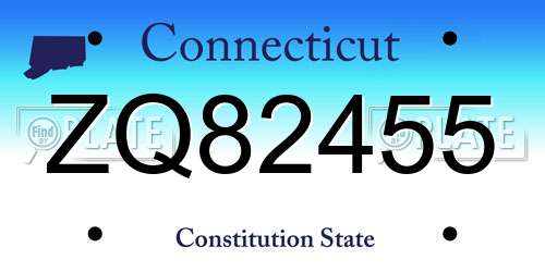 ZQ82455 Connecticut License Plate