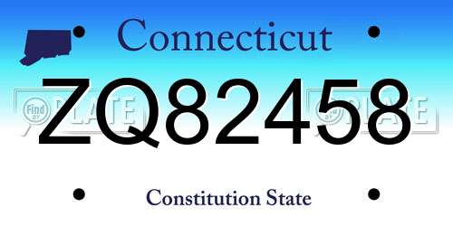 ZQ82458 Connecticut License Plate