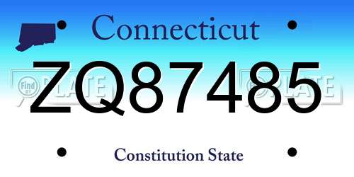 ZQ87485 Connecticut License Plate
