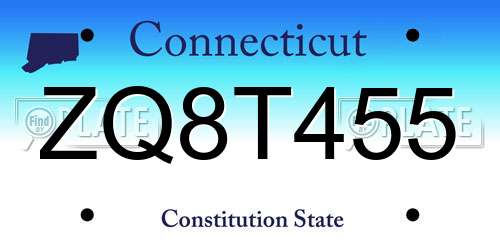 ZQ8T455 Connecticut License Plate