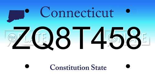 ZQ8T458 Connecticut License Plate