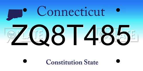 ZQ8T485 Connecticut License Plate