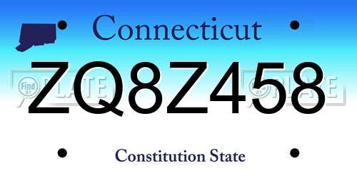 ZQ8Z458 Connecticut License Plate